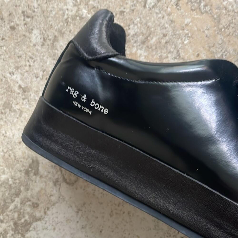 Rag & Bone Rb1 Low Top Liquid Shine Leather Black… - image 5